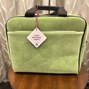 Melissa Beth Design Slim Orchard Green Laptop Tote W/ Adjustable Shoulder Strap